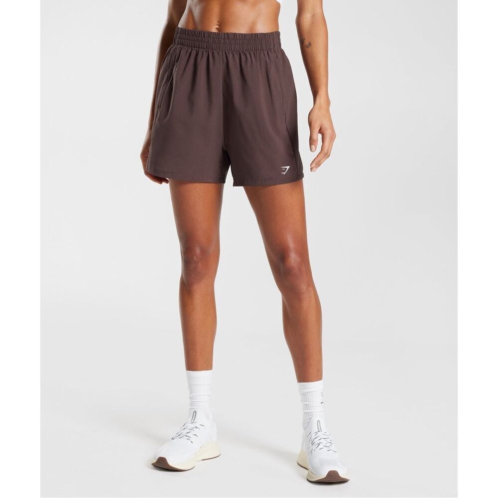 Gymshark Women's Woven Pocket Shorts Size S Chocolate Brown Pull On Activewear